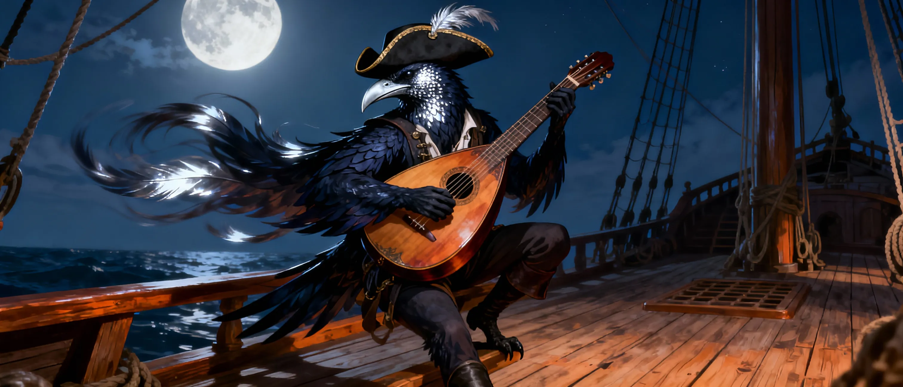 Kenku Bard, musician on a pirate ship named the Dear Calypso