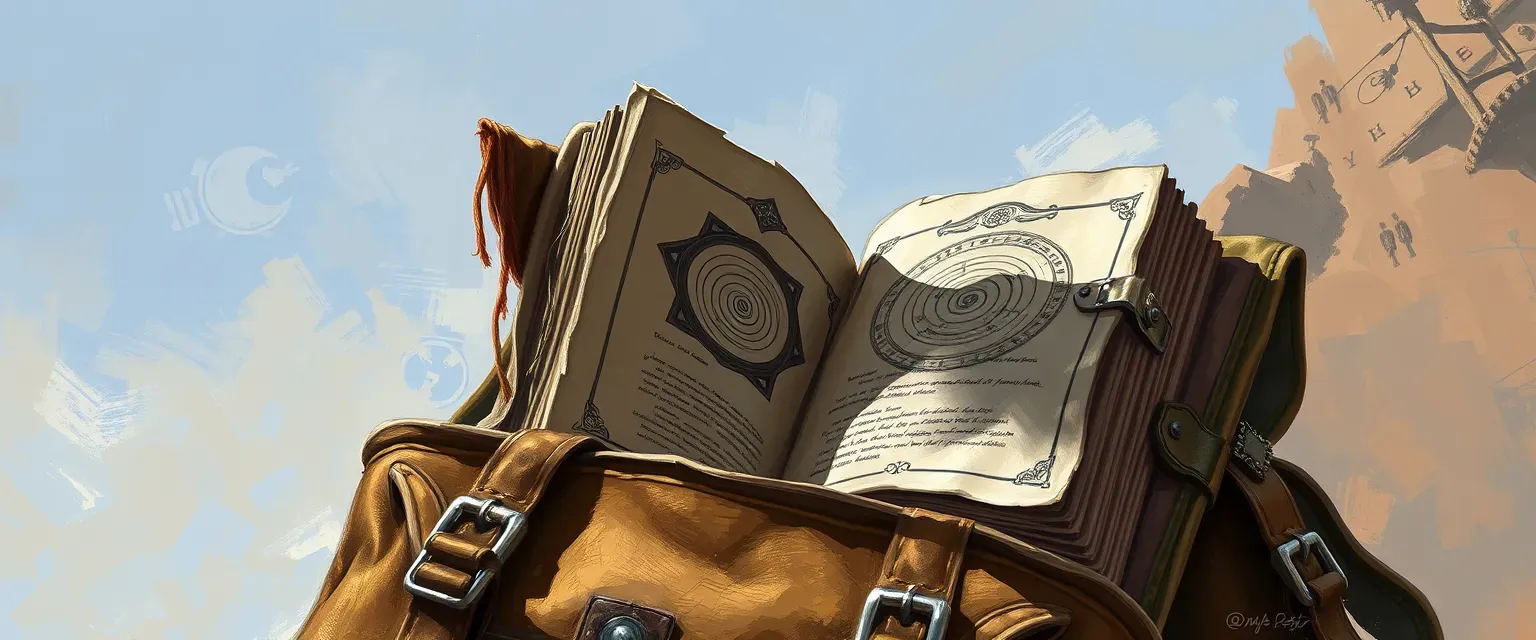 Tattered Scholar's Pack with Grimoire